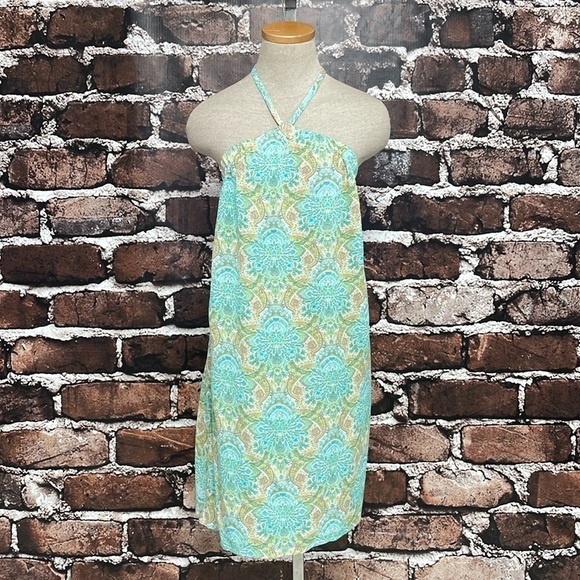 O'Neil Dress Small Green Floral NWT Halter Top Midi Declan Summer - Picture 5 of 17